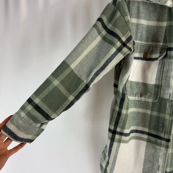 Banana Republic Women's Plaid Flannel Shirt Jacket, Black/Green/Brow - Picture 6 of 15